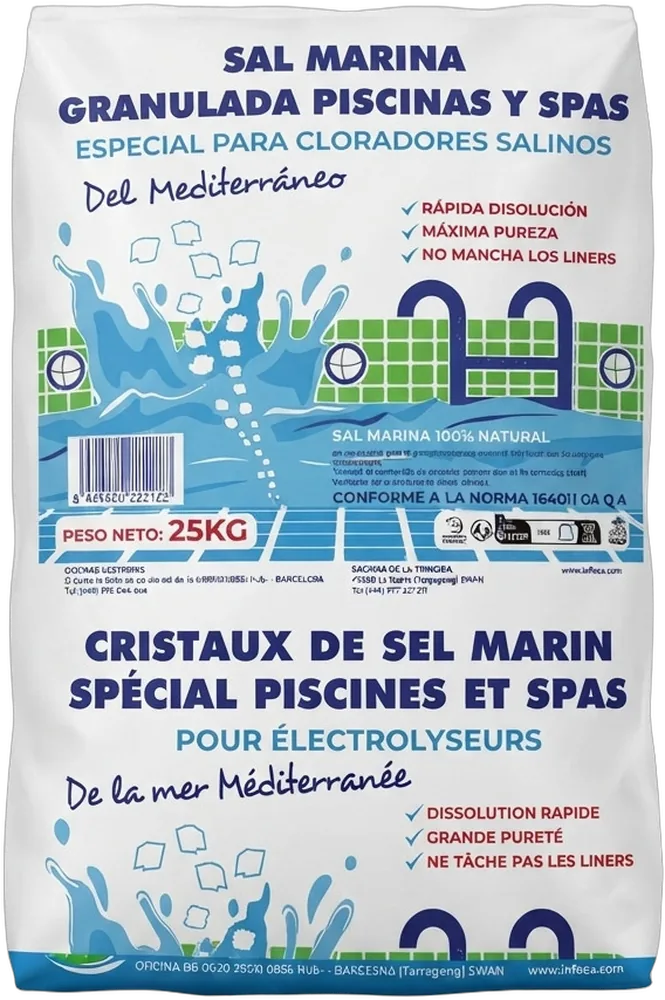 Sal Marina Granulada 25 Kg | Para Cloradores Salinos | Piscicamp