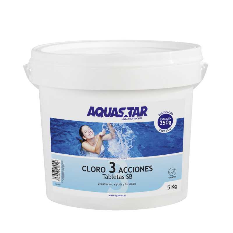 cloro pastillas aquastar 250g multifunción 3 en 1